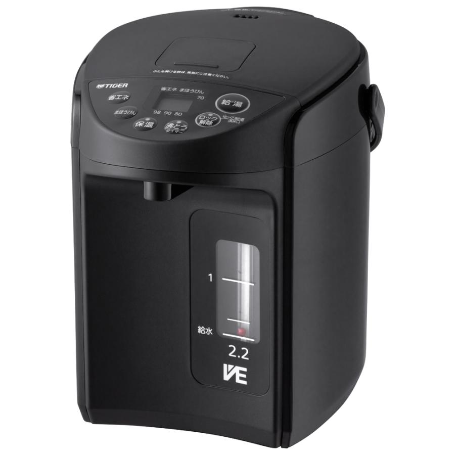TIGER 電気ケトル VE電気まほうびん とく子さん PIQ-G220-KC [クールブラック]の商品画像（Yahoo!ショッピング）