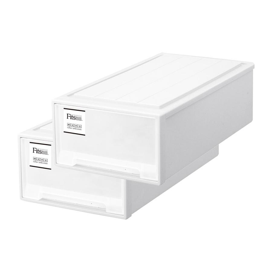 天馬 (2個セット)フィッツケース モノ 押し入れ収納(ロング×2個セット・ホワイト) テンマ Fits 最大外寸(約)：幅39×奥行74×高さ23cm ロング-2P/ WH 返品種別A の商品画像