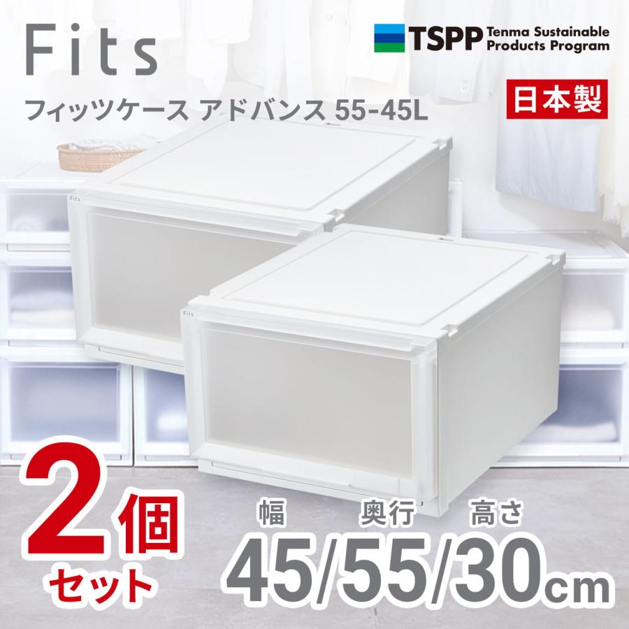 天馬 (2個組)フィッツケース アドバンス クローゼット収納 幅45×奥行55×高さ30cm(ホワイトクリア) 2025年新色 AD55-45L-2 返品種別A（Yahoo!・Joshin web）