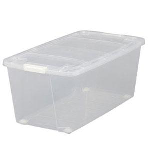 アイリスオーヤマ キャリーストッカー(クリア/ ホワイト・商品サイズ(約) 幅40×奥行74×高さ31cm) プラスチック収納ボックス フタ付き AA-740 返品種別A（Yahoo!・Joshin web）