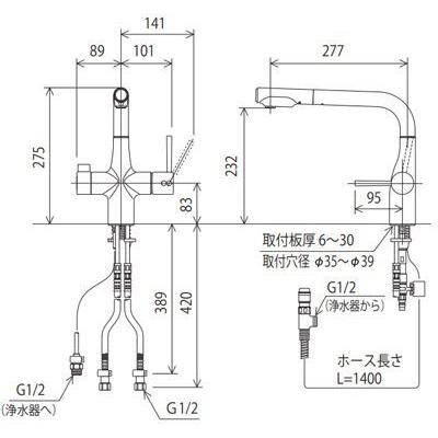 KVK　台付き1穴　シングル混合栓(キッチン用)　(水栓)KVK　KM6121ECM5　返品種別B