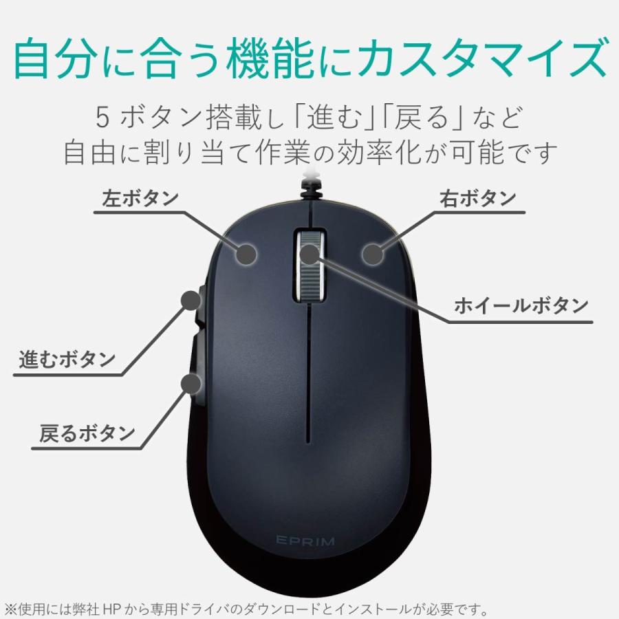 エレコム 有線 5ボタン BlueLEDマウス Mサイズ(ブラック) M-Y9UBXBK 返品種別A｜joshin｜03