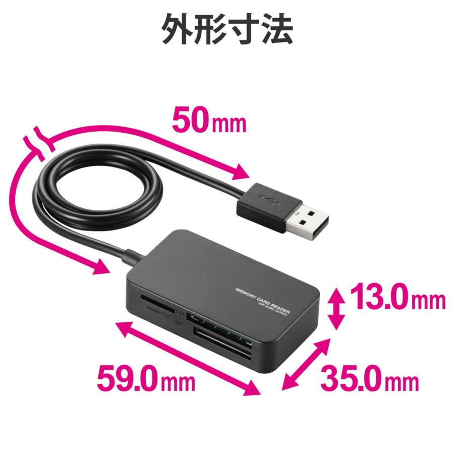 エレコム USB2.0小型メモリリーダライタ(ブラック) MR-A39NBK 返品種別A｜joshin｜06