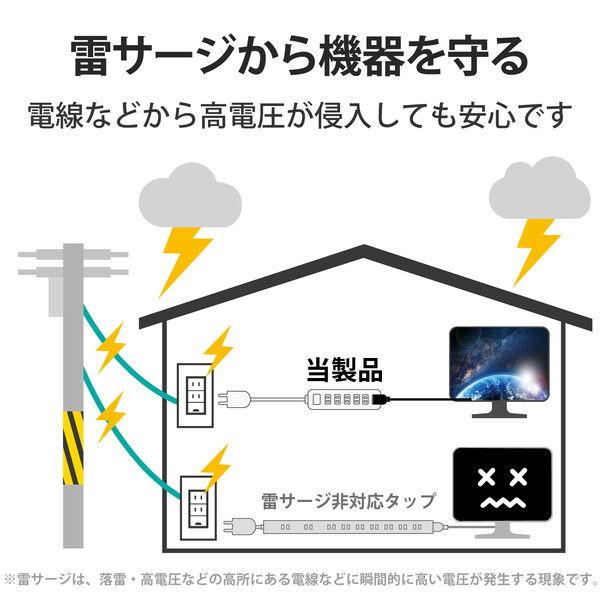 エレコム 雷ガードタップ 2ピン・6個口・2.5m(ホワイト) T-K1A-2625WH 返品種別A｜joshin｜03