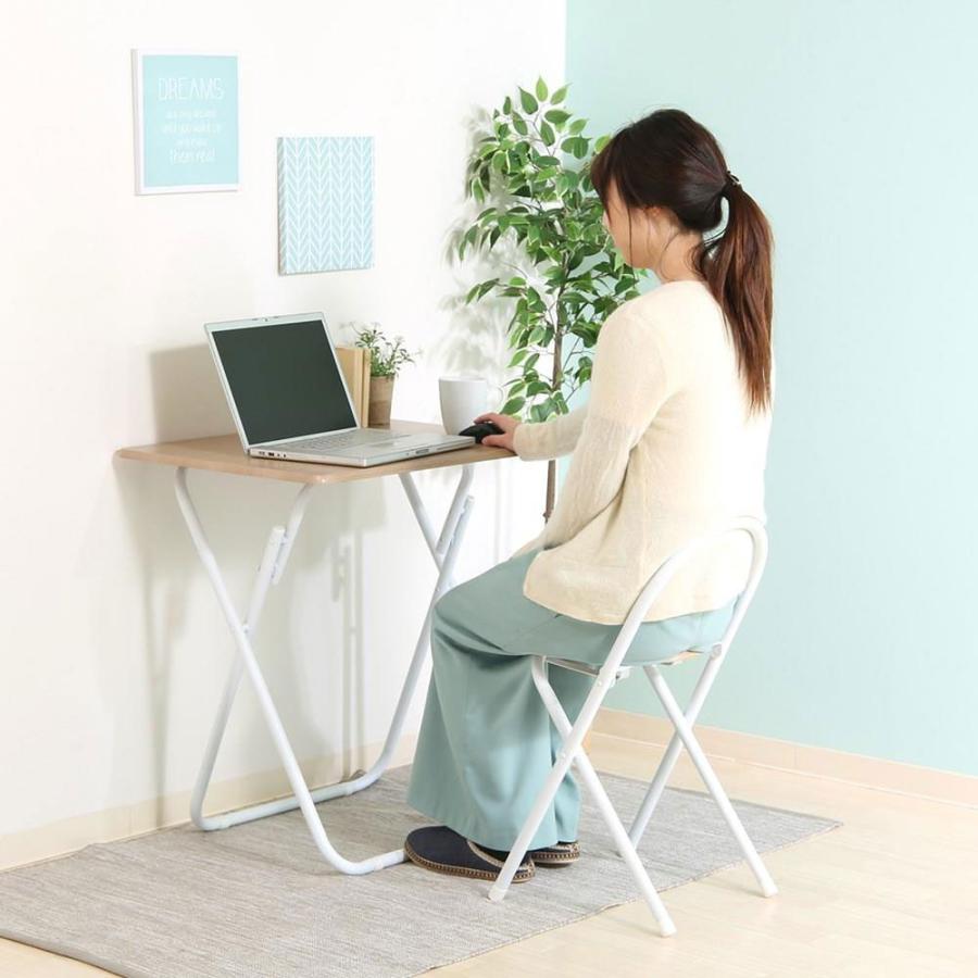 不二貿易 折りたたみテーブルチェアセット (ホワイト) 19358