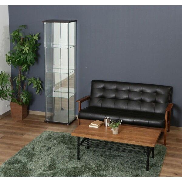 しゅみこ ガラスケース 不二貿易 ガラスコレクションケース 4段(ブラウン・背面ミラー