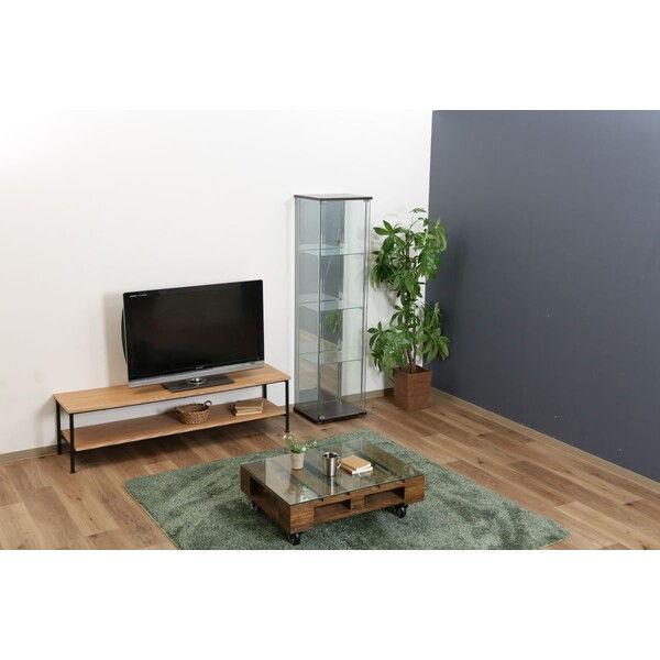 しゅみこ ガラスケース 不二貿易 ガラスコレクションケース 4段(ブラウン・背面ミラー