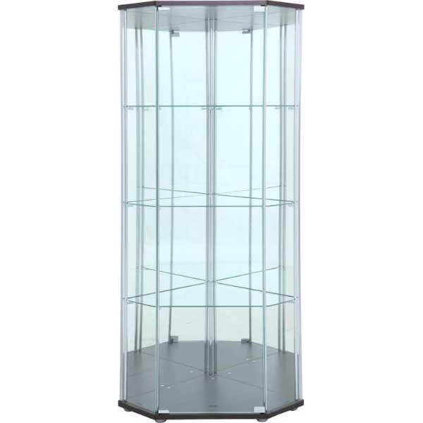 不二貿易 ガラスコレクションケース コーナータイプ 背面ミラー付き(ブラウン) ディスプレイケース 98846 返品種別B の商品画像