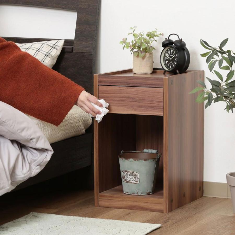 ベッドサイド収納 ダークブラウン　コンセント付 ベッドサイド収納 ダークブラウン コンセント付 大商産業 ベッド