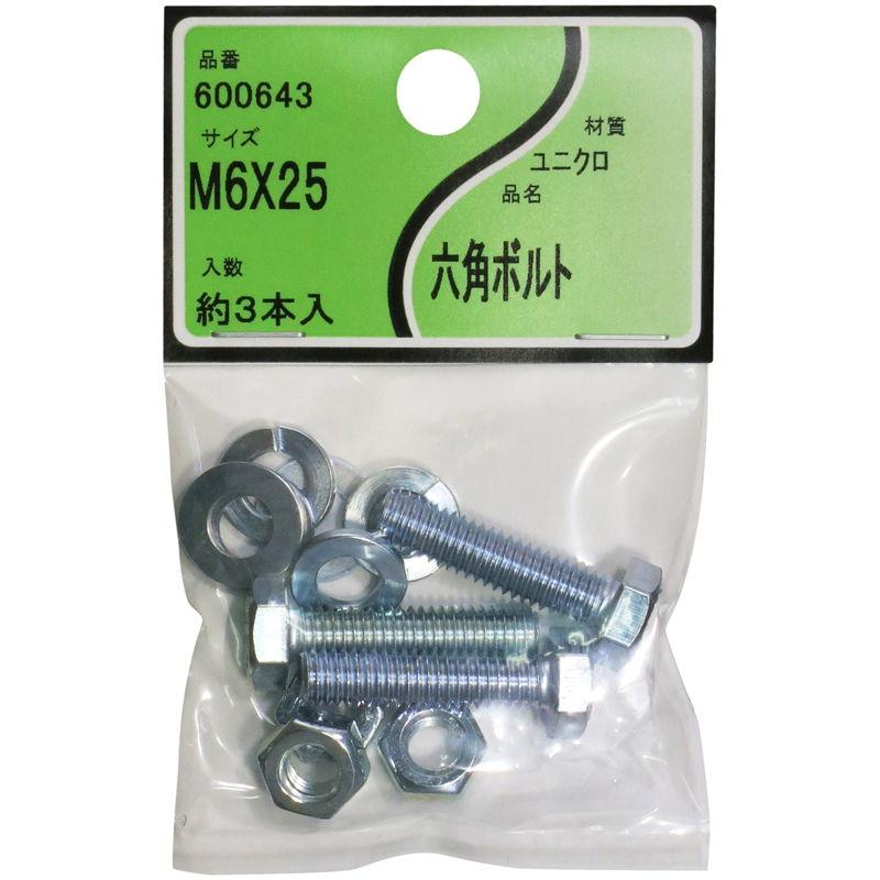 ユタカ産業 ユニクロ 六角ボルト 6×25 600643 返品種別B : Joshin web