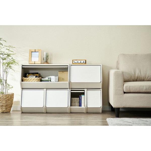 ⭐️傷、日焼けありOUR オープンボックスワイド２台セット IRIS OHYAMA（アイリスオーヤマ） スタックボックス 扉付き(オフ