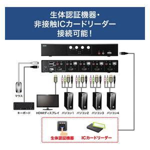 サンワサプライ HDMI対応パソコン 自動動切替器(4:1) SW-KVM4HHC 返品種別Aの画像