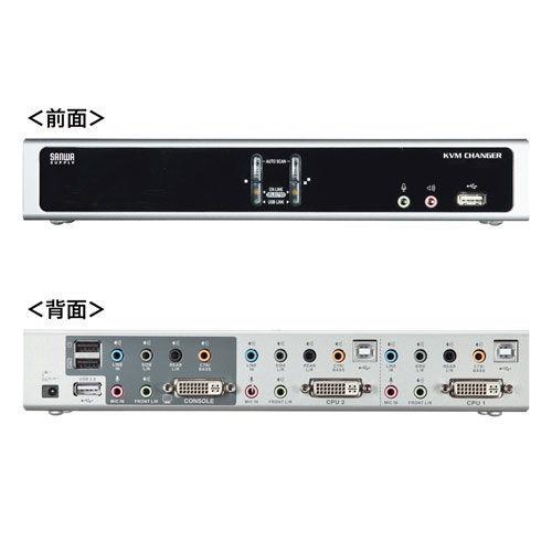 サンワサプライ デュアルリンクDVI対応パソコン自動切替器(2：1) SW-KVM2HDCN2 返品種別A_1