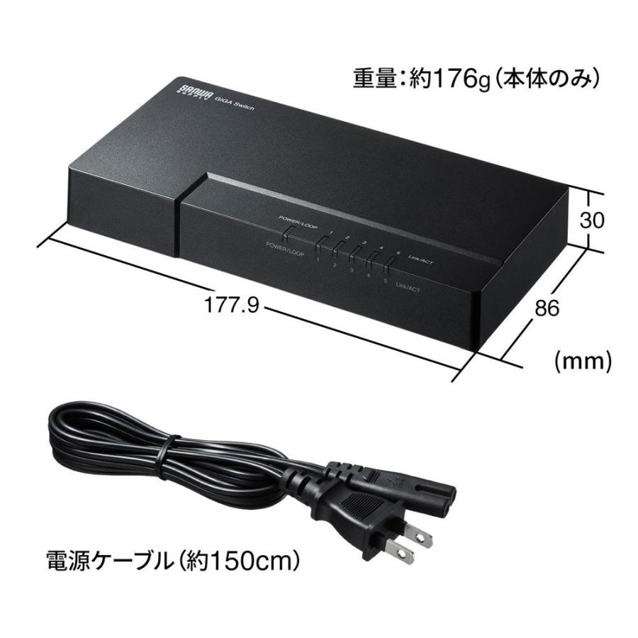 サンワサプライ ギガビット対応 スイッチングハブ(5ポート・マグネット付き) LAN-GIGAP502BK 返品種別A｜joshin｜05