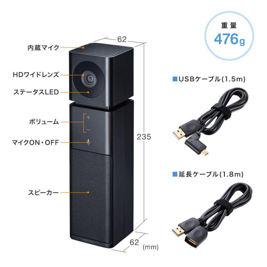 サンワサプライ カメラ内蔵USBスピーカーフォン SANWA SUPPLY CMS-V47BK 返品種別A｜joshin｜09