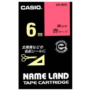 カシオ ネームランド用テープカートリッジ・スタンダードテープ 黒文字/ 赤テ−プ 6mm XR-6RD 返品種別A