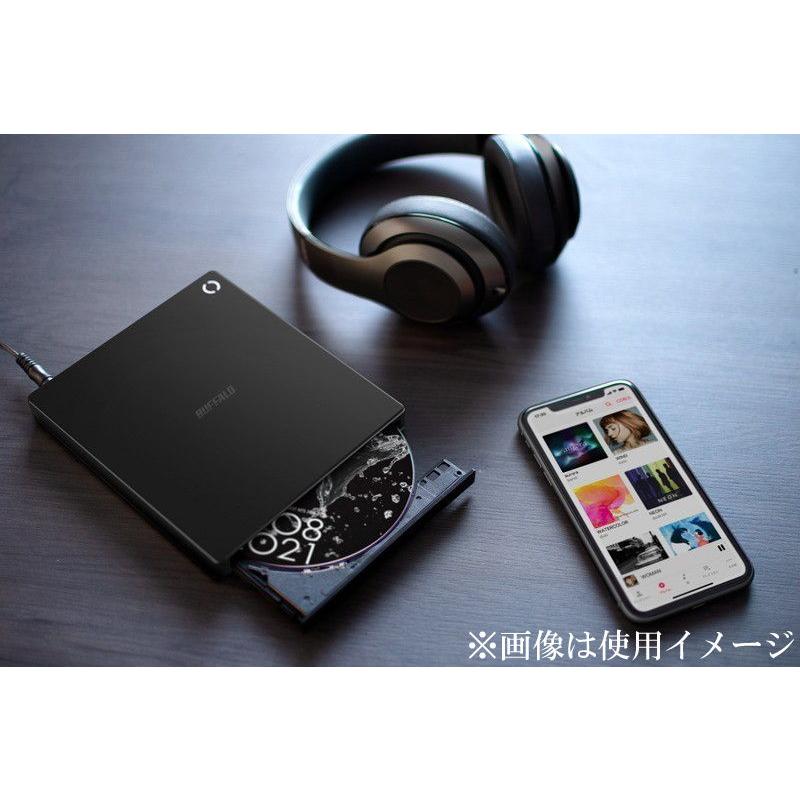 BUFFALO (バッファロー) スマートフォン用 CDレコーダー「ラクレコ」Wi-Fiモデル(ブラック) RR-W1-BK 返品種別A｜joshin｜07