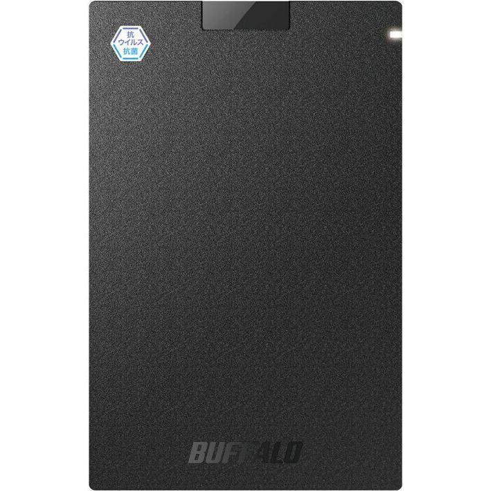 BUFFALO (バッファロー) USB 3.2(Gen 1)対応 抗ウイルス・抗菌対応 外付けポータブルSSD 250GB(ブラック) SSD-PGVB250U3-B 返品種別A｜joshin｜02