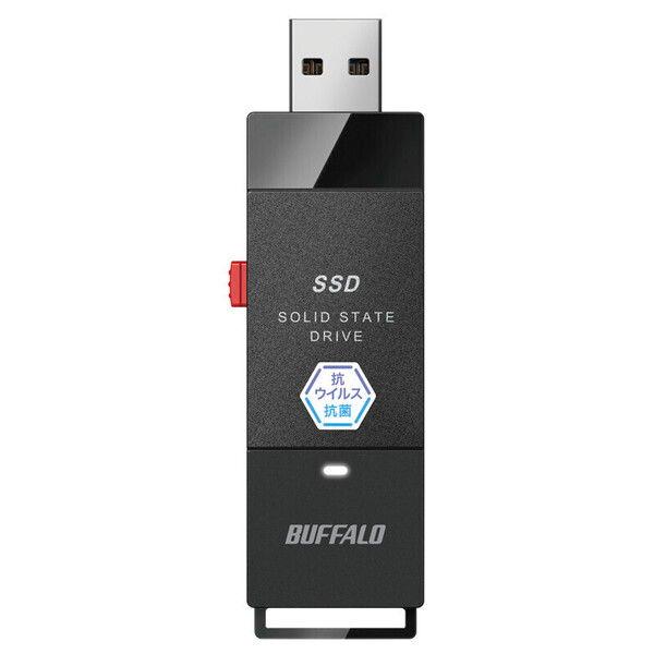 BUFFALO (バッファロー) USB 3.2(Gen 1)対応 抗ウイルス・抗菌対応 外付けポータブルSSD 500GB(簡易パッケージ) SSDPUTVB500U3B/ N 返品種別B｜joshin｜02