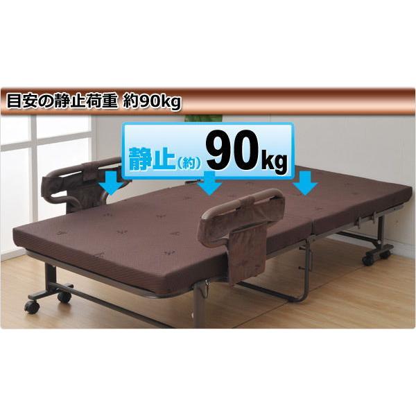 折りたたみベッド(シングル) ダークブラウン BAS-1S(DBR)RGT ヨドバシ.com - ヤマゼン YAMAZEN 手すり付折りたたみベッド