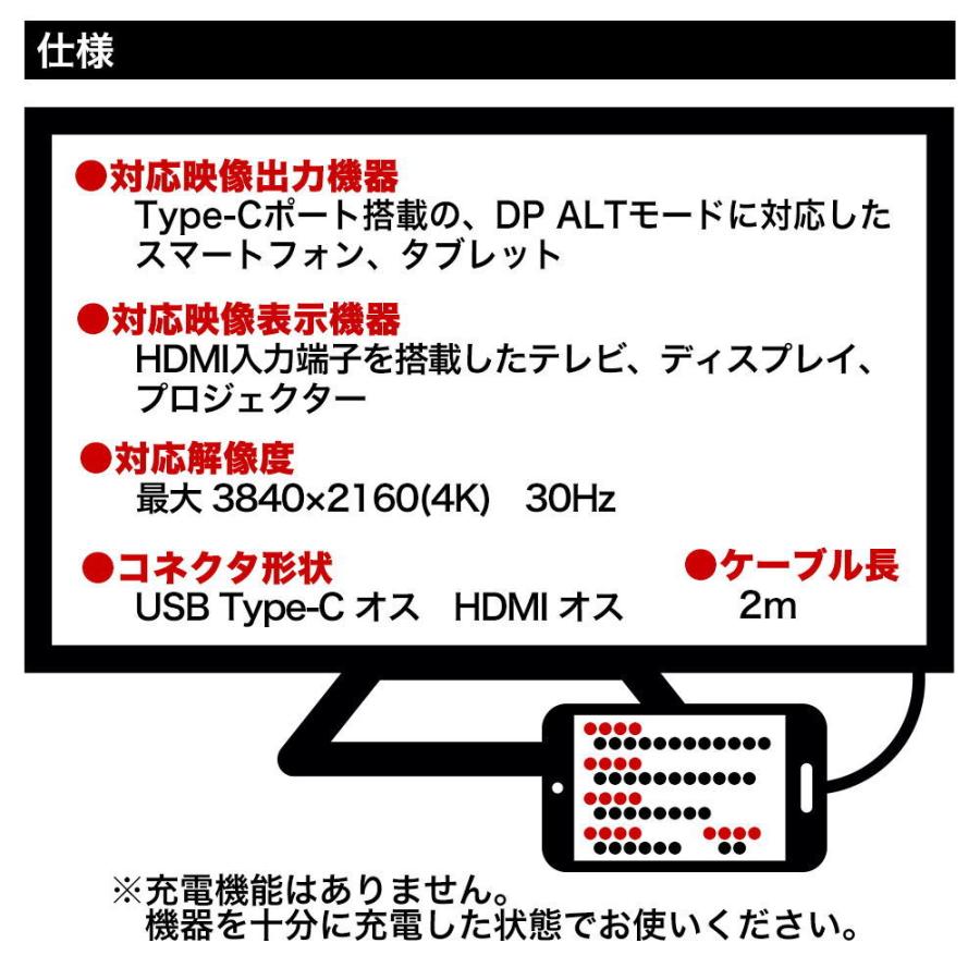 ラスタバナナ Type-C→HDMI変換ケーブル 2m(ブラック) R20CACH01BK 返品種別A|Joshin web |05