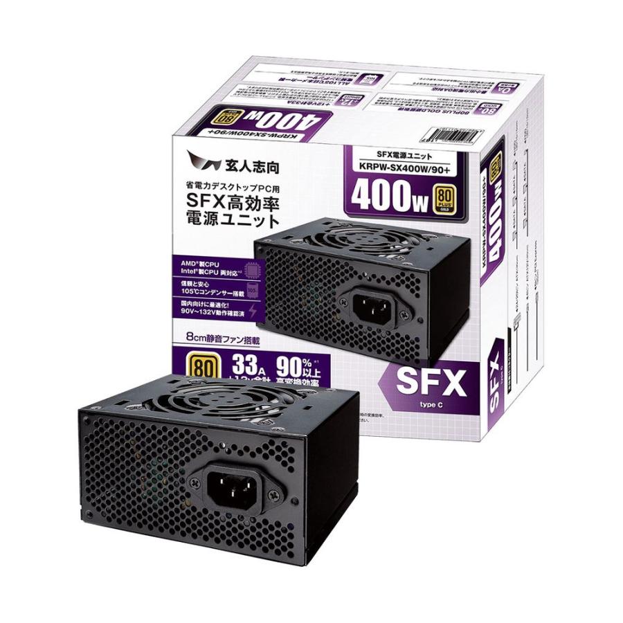 玄人志向　400W　80PLUS　GOLD取得 玄人志向 80PLUS GOLD取得 SFX電源 400W KRPW-SX400W/ 90+ 返品種別B