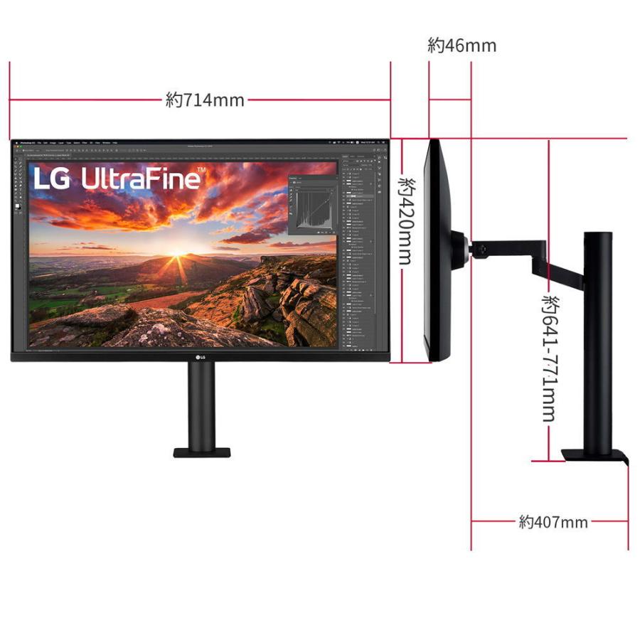 LG [31.5型 4K(3840×2160) エルゴノミックスタンド(チルト±25/スイベル±280/高さ130mm/ピボット) /IPS(ノングレア) /DCI-P3 95% 32UN880-B 返品種別B｜joshin｜05