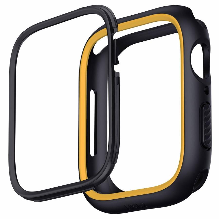 UNIQ Apple Watch 44/ 45mm用 MODUO CASE WITH INTERCHANGEABLE PC BEZEL UNIQ(MIDNIGHT BLACK/ MUSTARD) UNIQ-45MM-MDBLKMUS 返品種別A｜joshin｜03