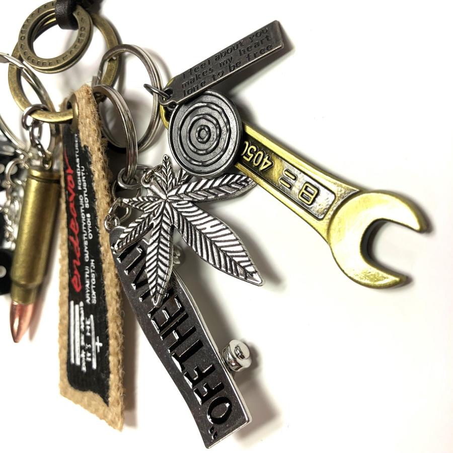 キーホルダー レトロ アメカジ ビンテージ 古着 ストリート ジャラジャラ ダイス スケボー 本革 巻き ステンレス カラビナ 送料無料 |  | 20