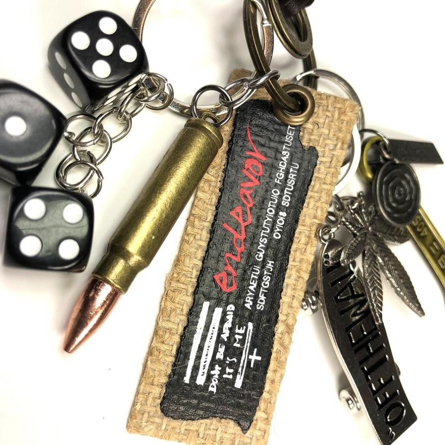 キーホルダー レトロ アメカジ ビンテージ 古着 ストリート ジャラジャラ ダイス スケボー 本革 巻き ステンレス カラビナ 送料無料 |  | 19