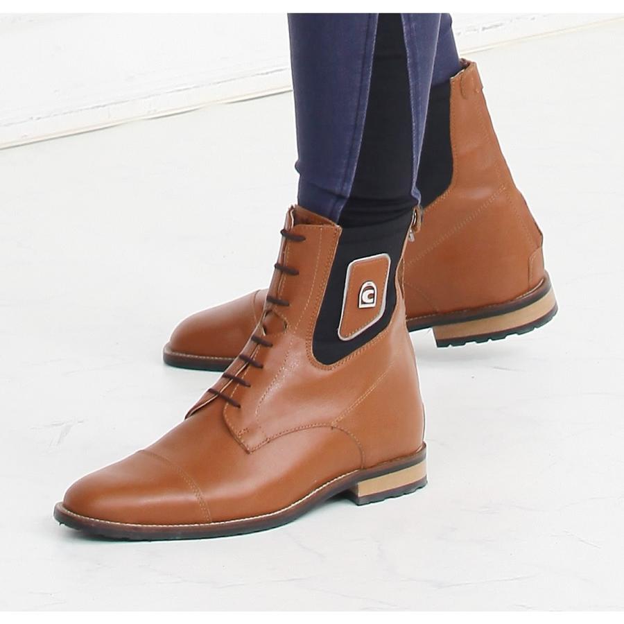 乗馬用品 Cavallo パドックスポーツ 本革 ショートブーツ ブラック  