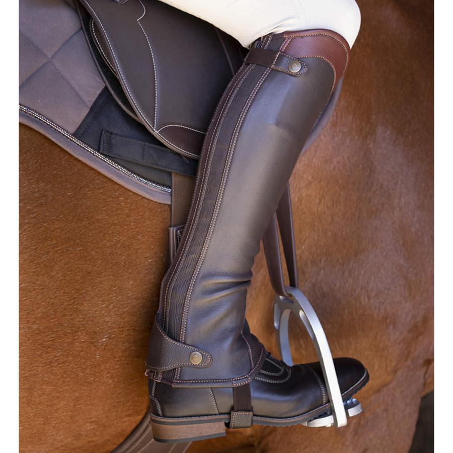 乗馬用品 EQUITHEME エリート 本革 ハーフ チャップス ブラウン 乗馬 