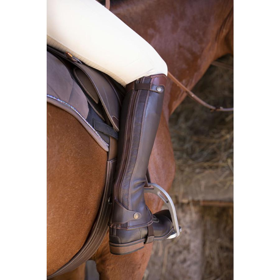 乗馬用品 EQUITHEME エリート 本革 ハーフ チャップス ブラウン 乗馬 