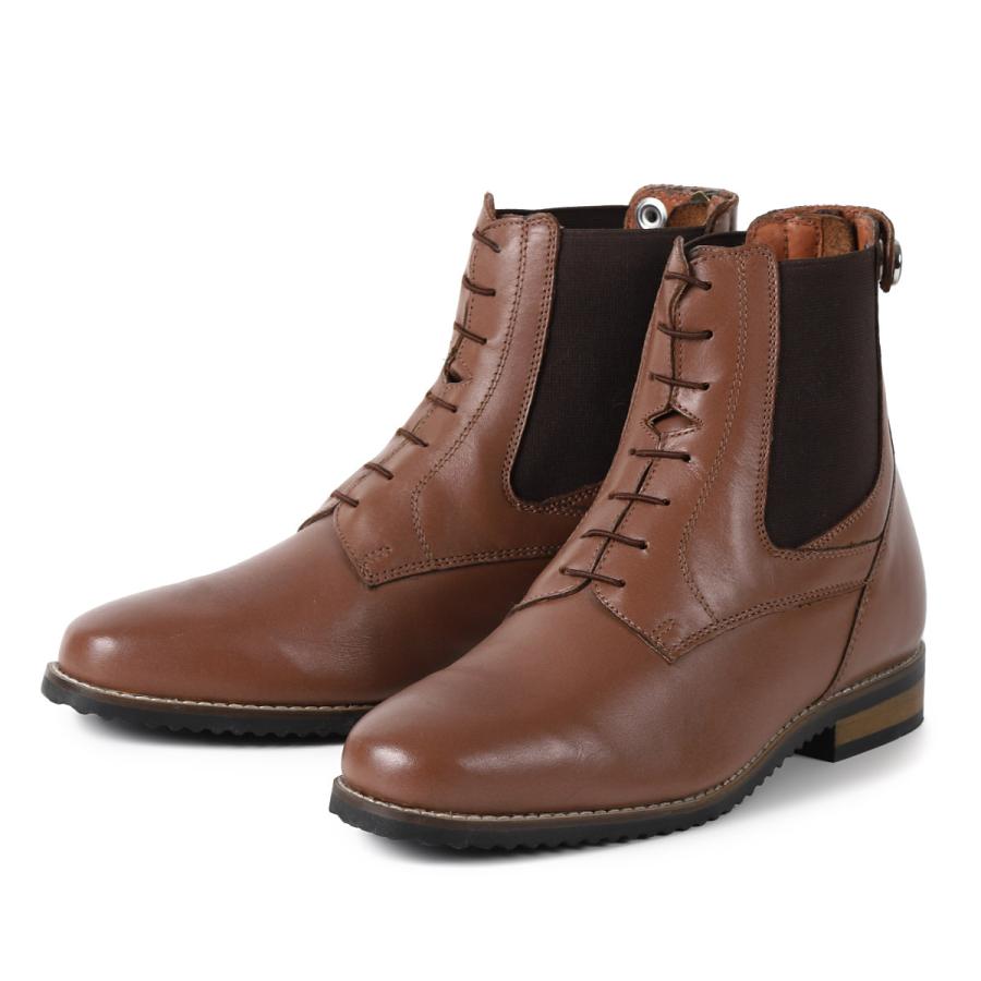 乗馬用品 EQULIBERTA バックファスナー 編み上げ 本革 ショートブーツ 