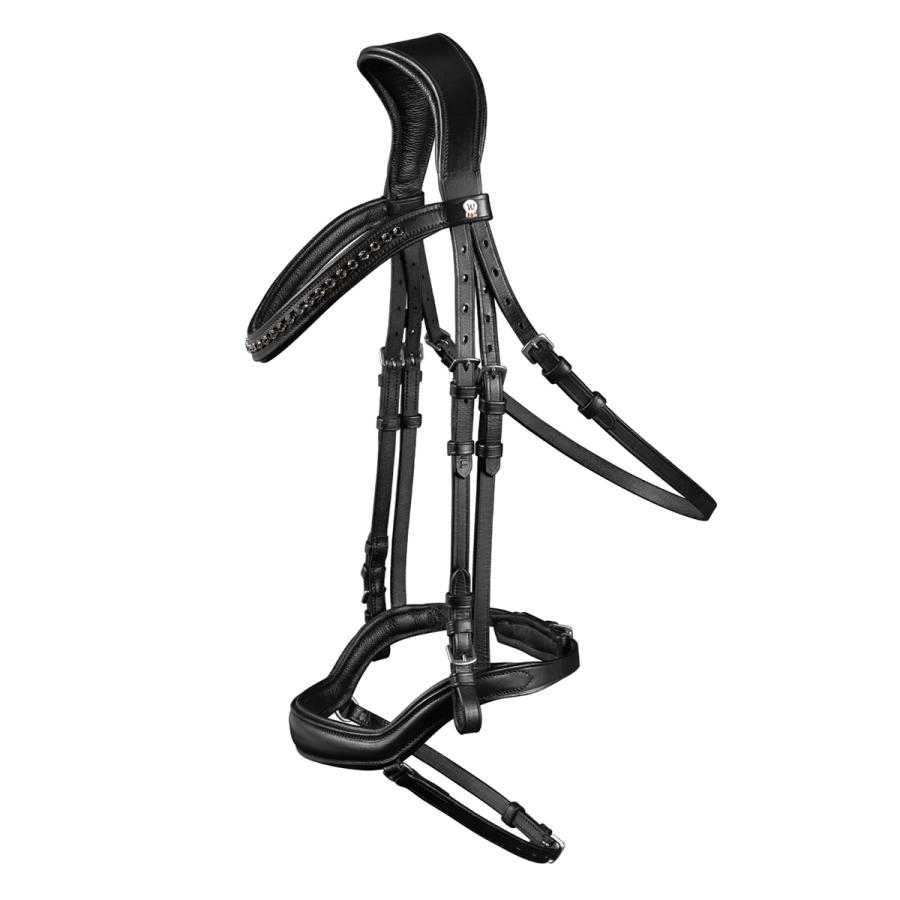 乗馬用品 WALDHAUSEN X-LINE ブラックラインストーン 水勒頭絡 セット 