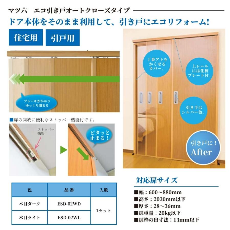 メーカー取寄・在庫限り】マツ六 エコ引き戸オートクローズタイプ ESD