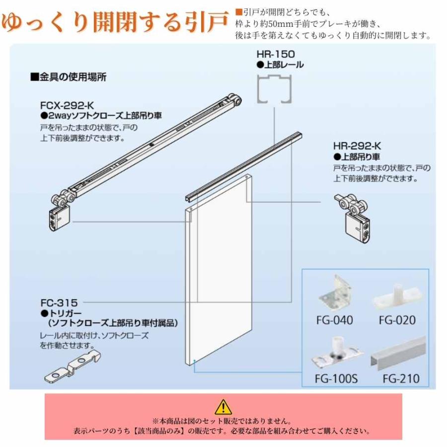 アトム 上吊引戸金具 FCX-292-K 2wayソフトクローズ上部吊り車 HRシリーズ ATOM 引戸金具 建具金物_1