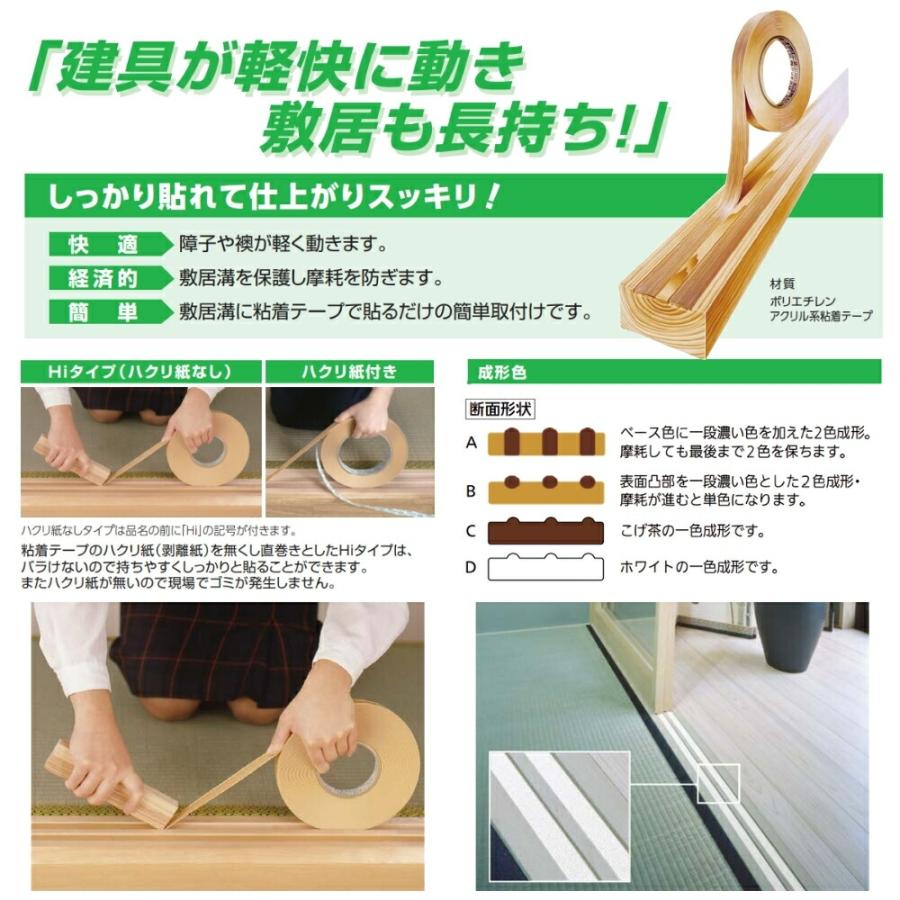 川口技研 敷居すべり Hiタイプ ハクリ紙なし HiDX型 W21mm×20m こげ茶 