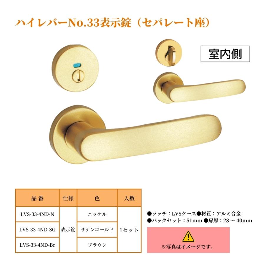 川口技研 ドアノブ GIKEN ギケン ハイレバー No.33表示錠 (セパレート