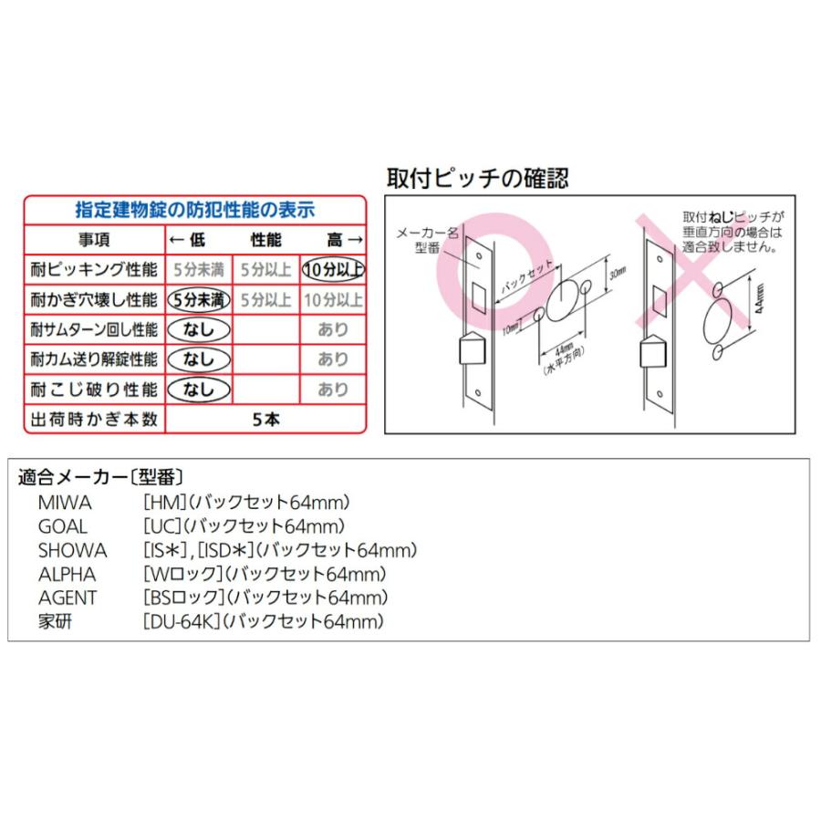 大黒製作所　取替用レバーハンドル錠　品番：LS-640