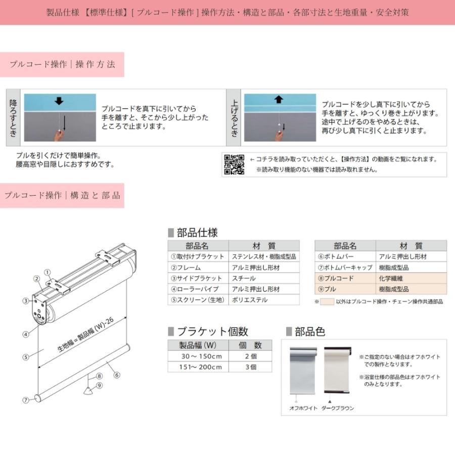 ロールスクリーン 標準仕様 ディオリア 遮光 ウォッシャブル 幅41〜60cm×高さ181〜200cm オーダー1cm単位 立川機工 日本製 ロールカーテン