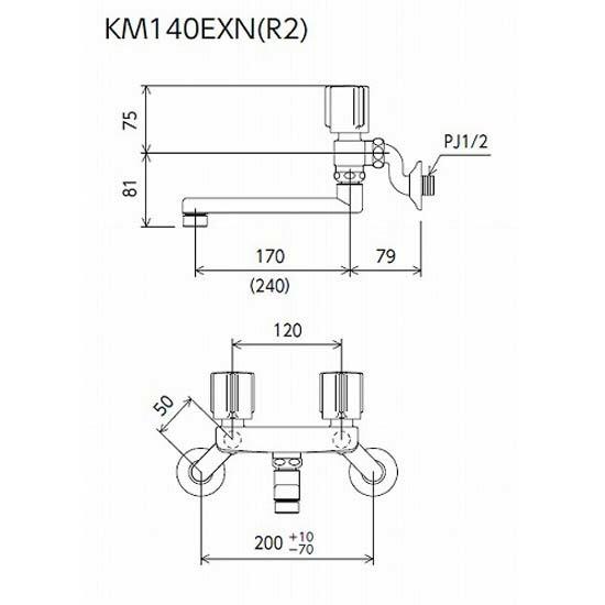 KVK 浴室用 KM140EXN 2ハンドル混合栓_1