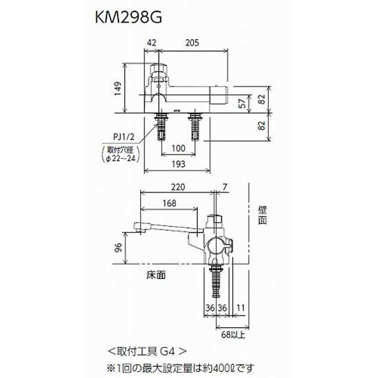 KVK 浴室用 KM298G デッキ形定量止水付サーモスタット式混合栓