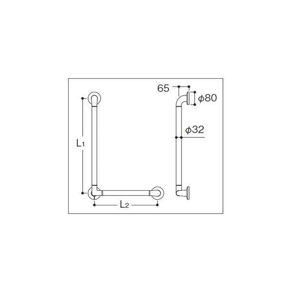 TOTO TS136GLU66 手すり 浴室用 L型 600×600mm インテリアバーF UB