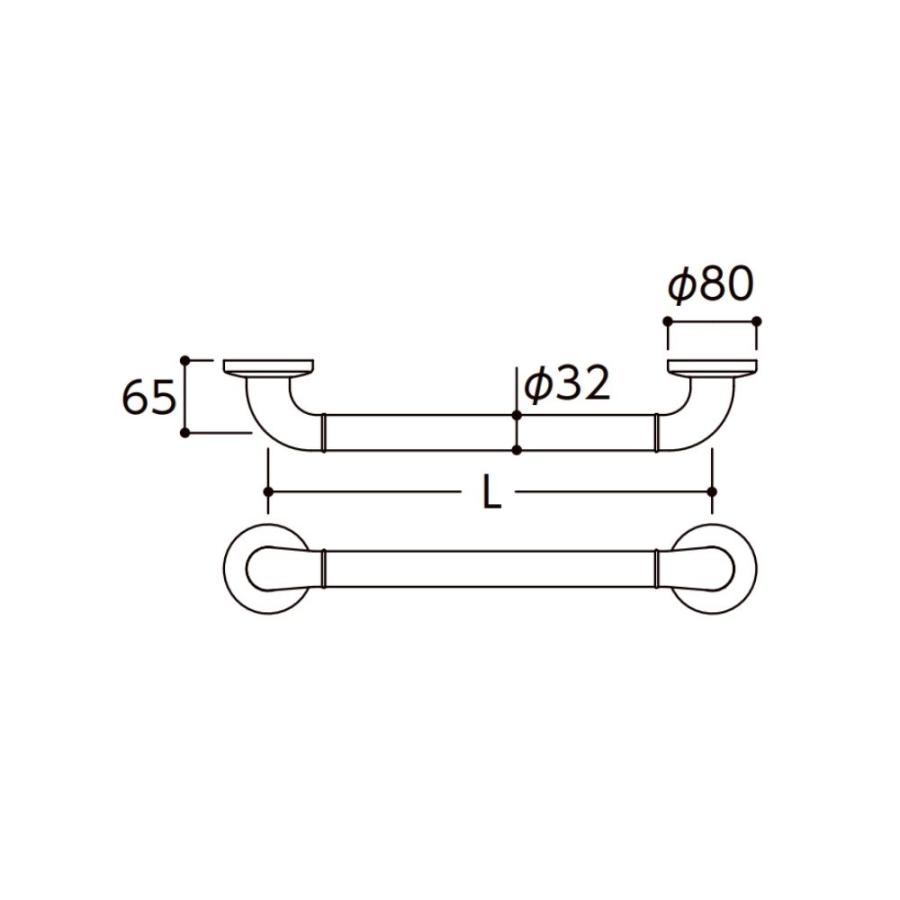 TOTO TS136GU6 手すり 浴室用 I型 600mm インテリアバーF UB後付け
