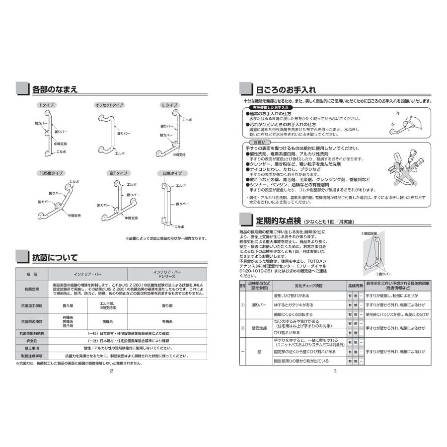TOTO TS136GY6R 手すり 浴室用 I型 600mm インテリアバーF ソフト