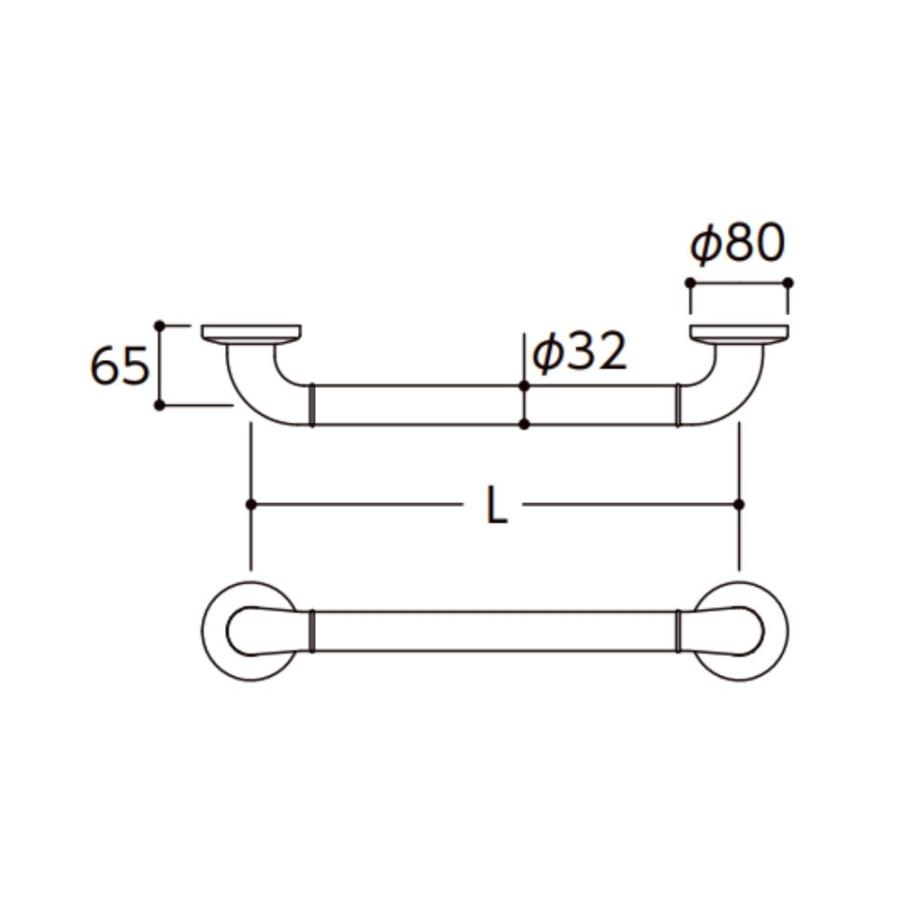 TOTO TS136GY6R 手すり 浴室用 I型 600mm インテリアバーF ソフト