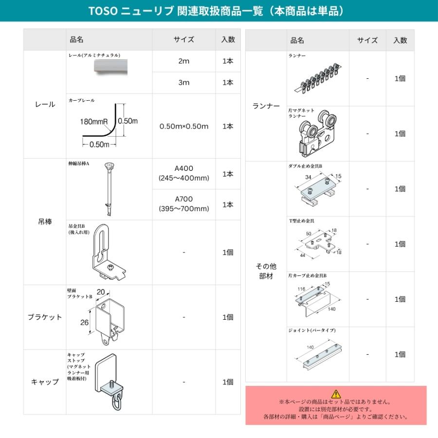 TOSO ニューリブ 伸縮吊棒A A400 A700 245〜700mm 間仕切り用 天井吊式