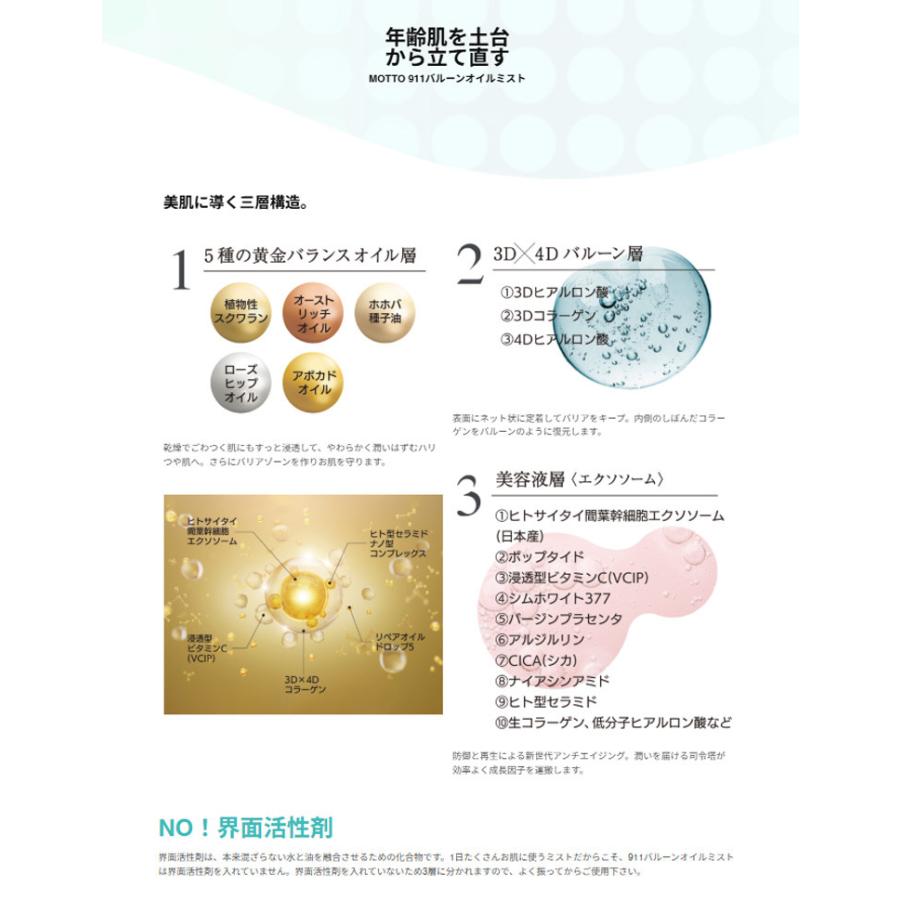 MOTTO 911 バルーンミスト 120ml 保湿化粧水 エクソソーム配合