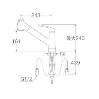 浄水器　一般地用　 三栄水栓製（SANEI）K87128ETJV-13　シングル浄水器付ワンホールスプレー混合栓｜jousuiki｜02